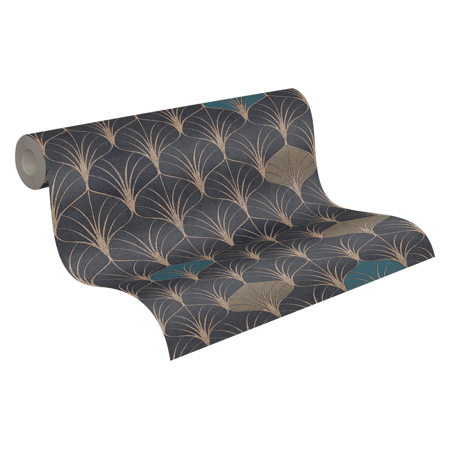 Pop Style Geometrische Vliestapete Schwarz Gold Blau 10,05 m x 0,53 m