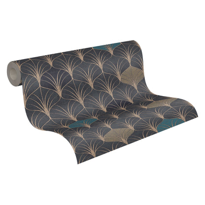 Pop Style Geometrische Vliestapete Schwarz Gold Blau 10,05 m x 0,53 m