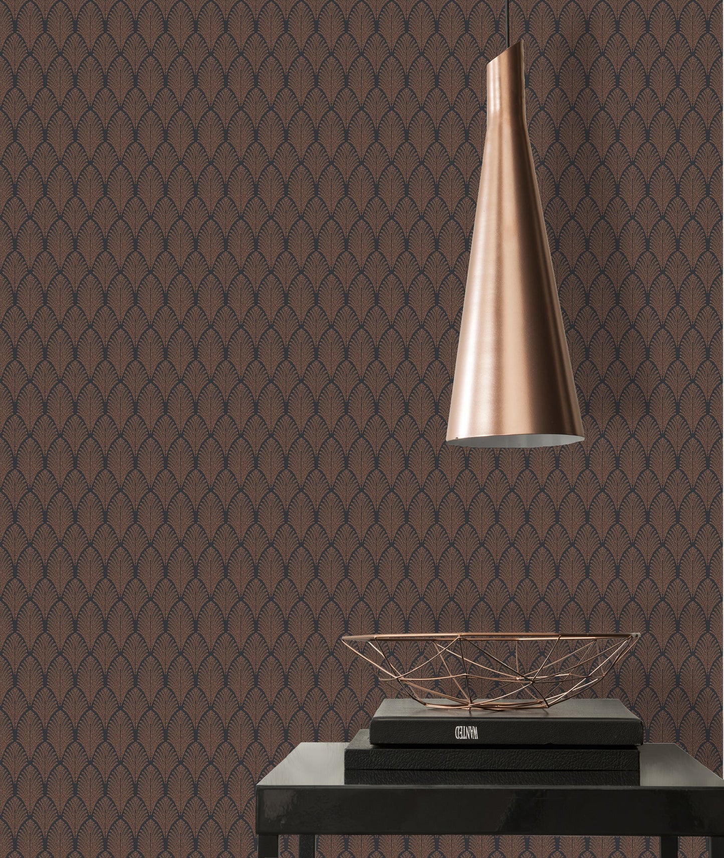 Pop Style Vliestapete Kupfer Schwarz 10,05 m x 0,53 m