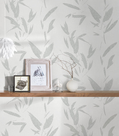 New Elegance Palmen Vliestapete Creme Grau 10,05 m x 0,53 m
