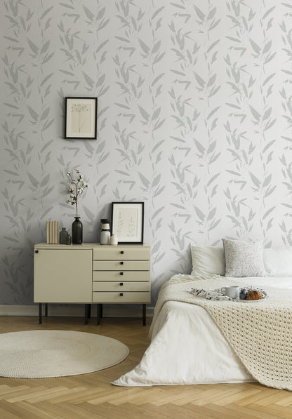 New Elegance Palmen Vliestapete Creme Grau 10,05 m x 0,53 m