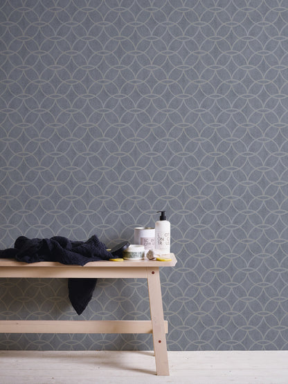 Architects Paper VILLA Geometrische Vliestapete Blau Grau 10,05 m x 0,53 m