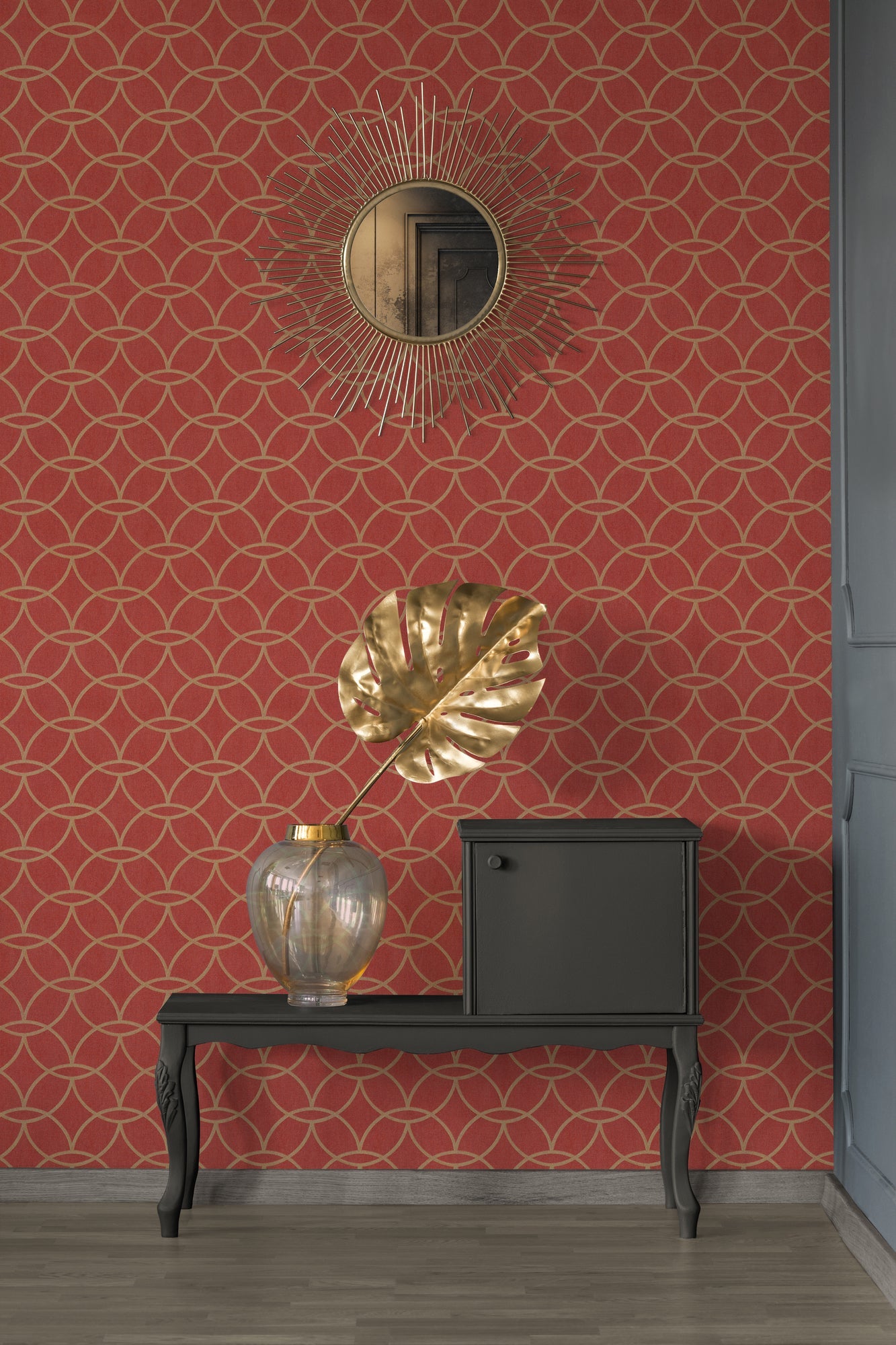 Architects Paper VILLA Geometrische Vliestapete Rot Gold 10,05 m x 0,53 m