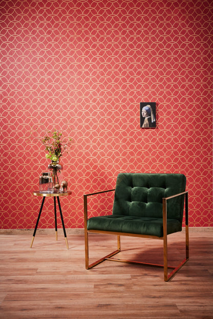 Architects Paper VILLA Geometrische Vliestapete Rot Gold 10,05 m x 0,53 m