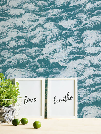 Architects Paper Jungle Chic Direktdruck-Vliestapete Blau Weiß 10,05 m x 0,53 m