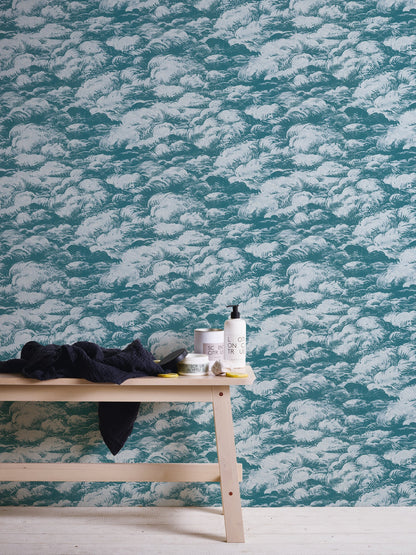 Architects Paper Jungle Chic Direktdruck-Vliestapete Blau Weiß 10,05 m x 0,53 m