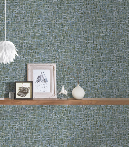 Architects Paper Jungle Chic Vliestapete in Flechtoptik Blau 10,05 m x 0,53 m