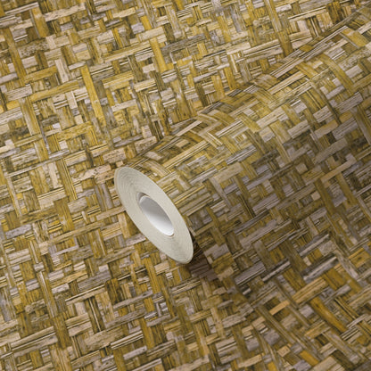 Architects Paper Jungle Chic Vliestapete in Flechtoptik Gelb 10,05 m x 0,53 m