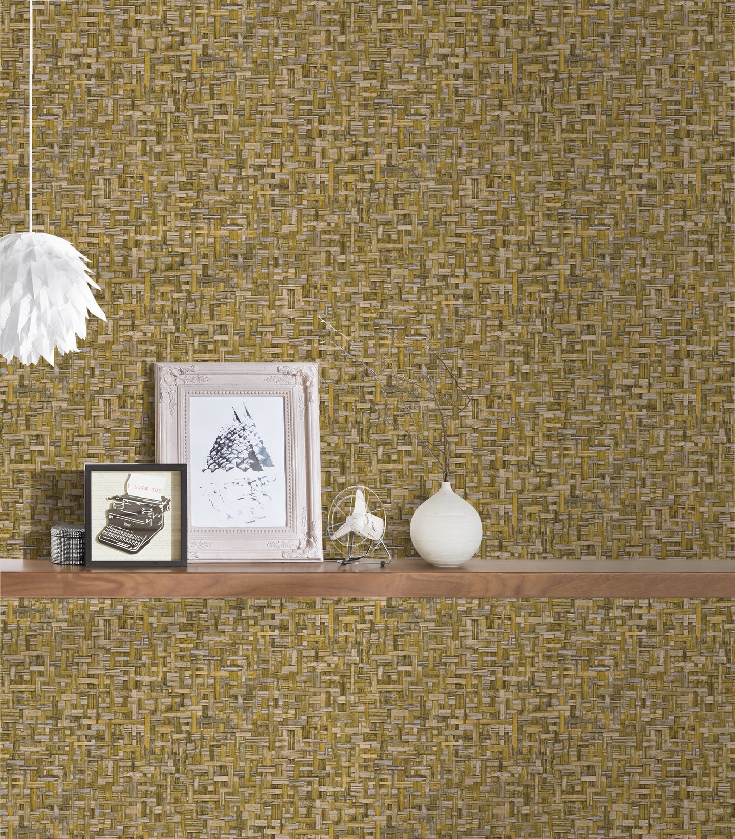 Architects Paper Jungle Chic Vliestapete in Flechtoptik Gelb 10,05 m x 0,53 m