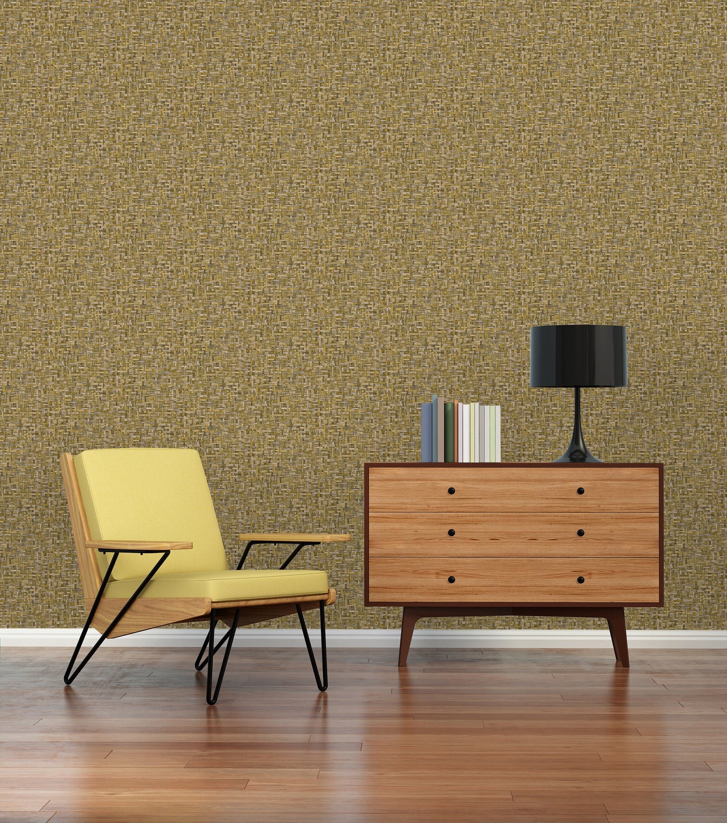 Architects Paper Jungle Chic Vliestapete in Flechtoptik Gelb 10,05 m x 0,53 m