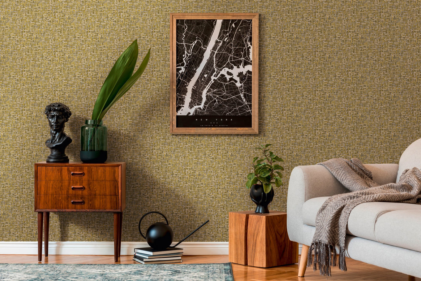 Architects Paper Jungle Chic Vliestapete in Flechtoptik Gelb 10,05 m x 0,53 m