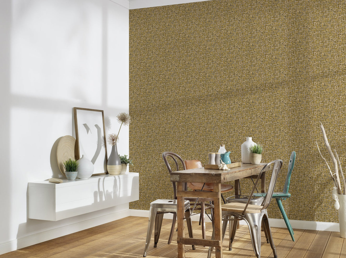Architects Paper Jungle Chic Vliestapete in Flechtoptik Gelb 10,05 m x 0,53 m