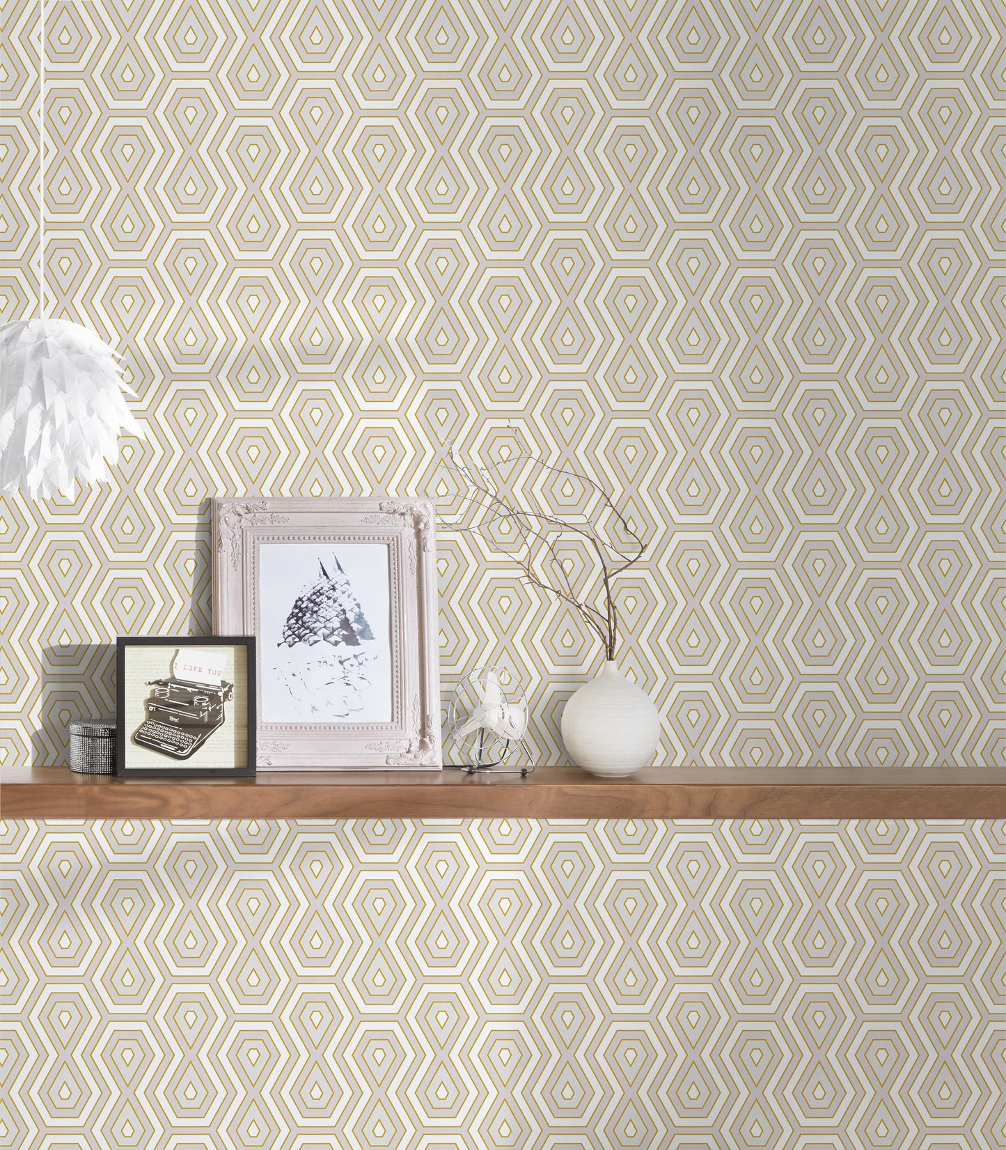 Architects Paper Jungle Chic Geometrische Vliestapete Gold Weiß Grau 10,05 m x 0,53 m