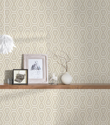 Architects Paper Jungle Chic Geometrische Vliestapete Gold Weiß Grau 10,05 m x 0,53 m