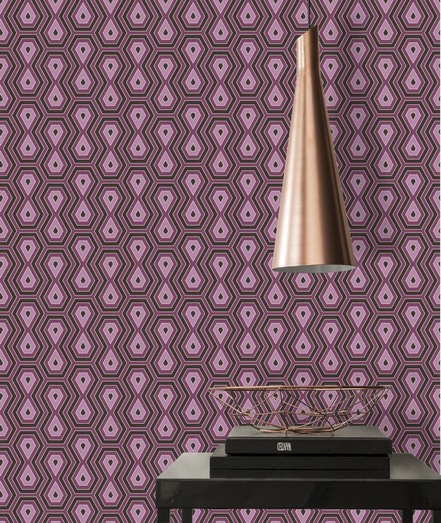 Architects Paper Jungle Chic Geometrische Vliestapete Lila Schwarz 10,05 m x 0,53 m