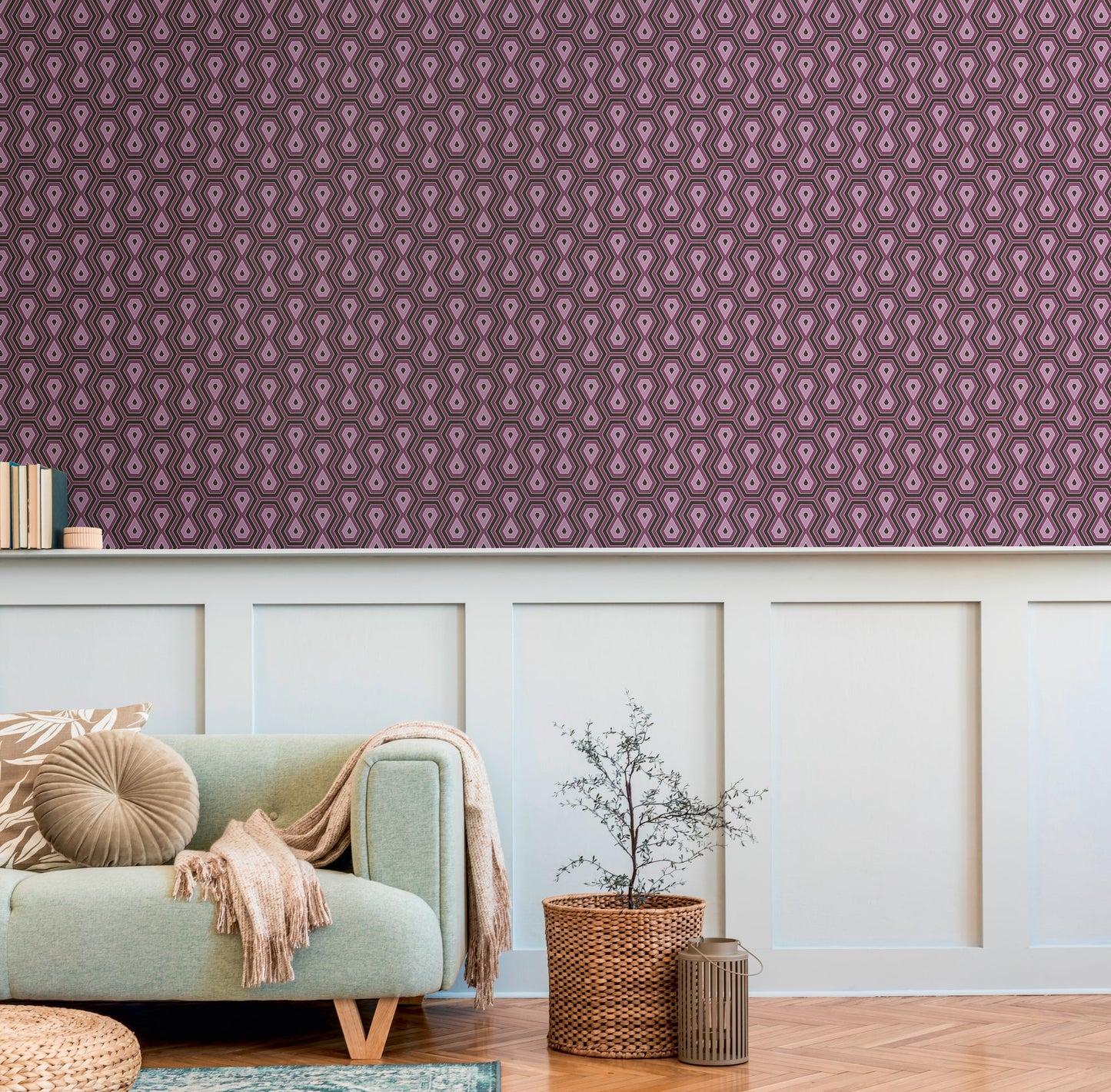 Architects Paper Jungle Chic Geometrische Vliestapete Lila Schwarz 10,05 m x 0,53 m