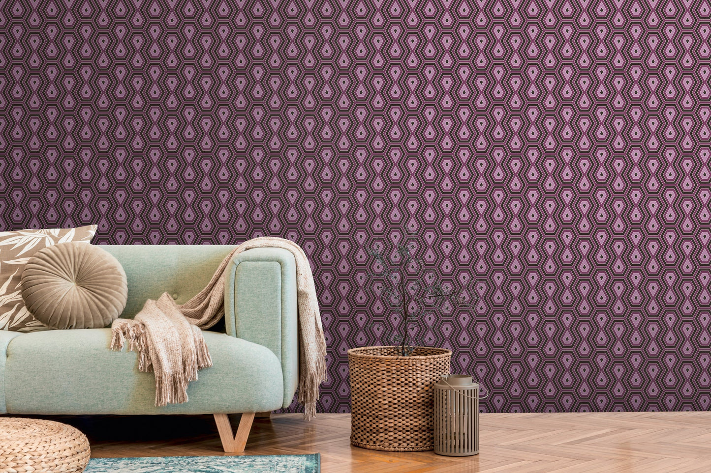 Architects Paper Jungle Chic Geometrische Vliestapete Lila Schwarz 10,05 m x 0,53 m