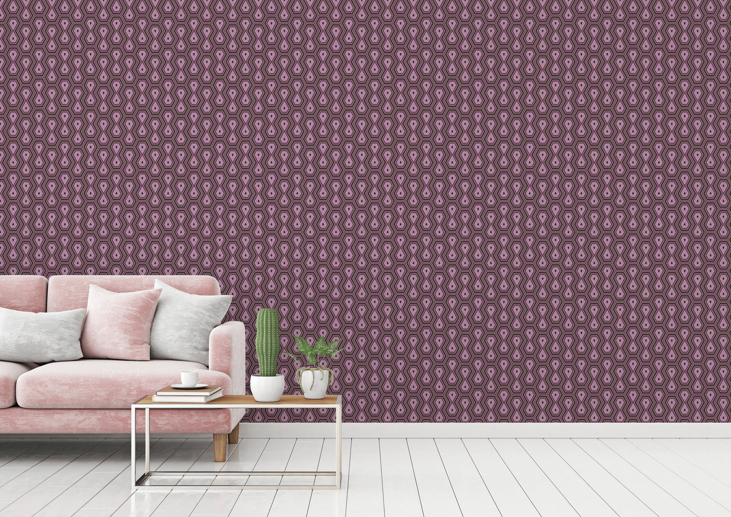 Architects Paper Jungle Chic Geometrische Vliestapete Lila Schwarz 10,05 m x 0,53 m