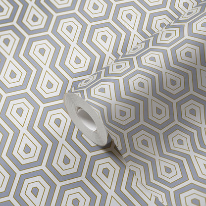 Architects Paper Jungle Chic Geometrische Vliestapete Grau Gold Weiß 10,05 m x 0,53 m