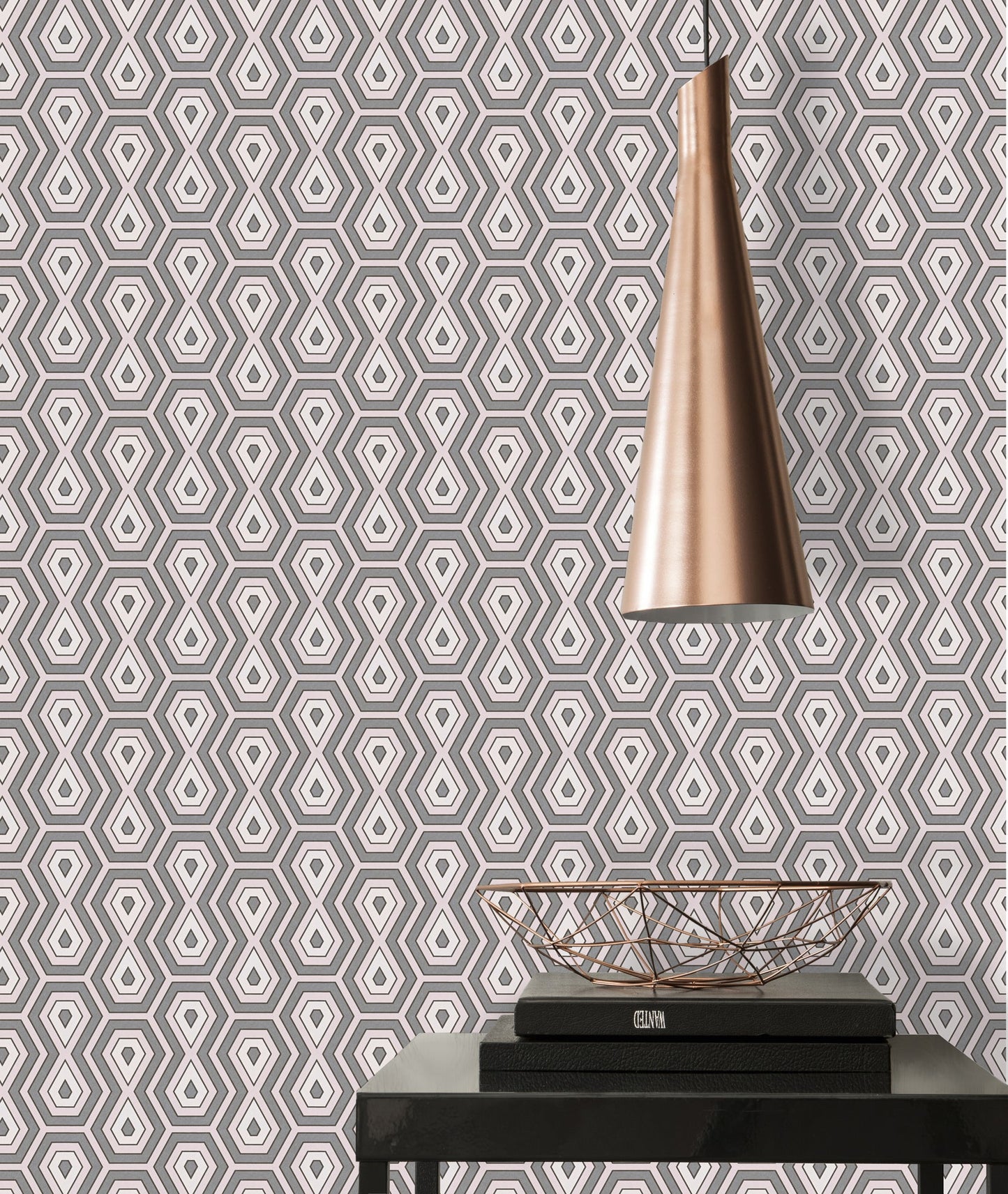 Architects Paper Jungle Chic Geometrische Vliestapete Grau Rosa Weiß 10,05 m x 0,53 m