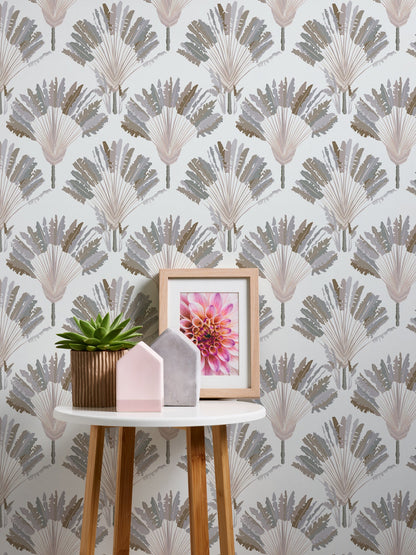 Architects Paper Jungle Chic Palmen Vliestapete Weiß Grau Braun 10,05 m x 0,53 m