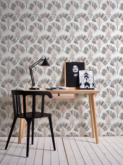Architects Paper Jungle Chic Palmen Vliestapete Weiß Grau Braun 10,05 m x 0,53 m