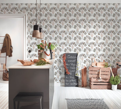 Architects Paper Jungle Chic Palmen Vliestapete Weiß Grau Braun 10,05 m x 0,53 m