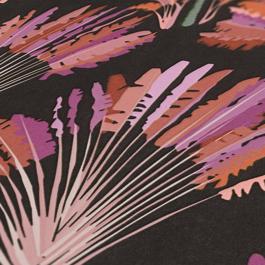Architects Paper Jungle Chic Palmen Vliestapete Schwarz Rosa Orange Lila 10,05 m x 0,53 m