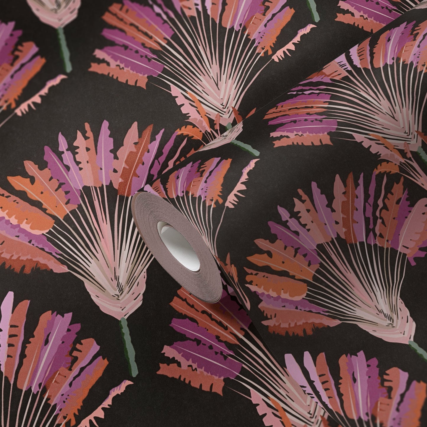 Architects Paper Jungle Chic Palmen Vliestapete Schwarz Rosa Orange Lila 10,05 m x 0,53 m