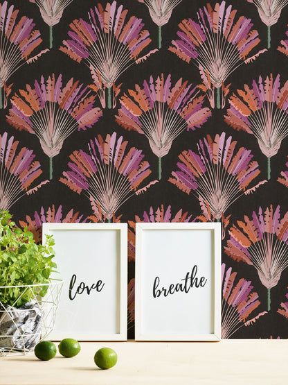 Architects Paper Jungle Chic Palmen Vliestapete Schwarz Rosa Orange Lila 10,05 m x 0,53 m