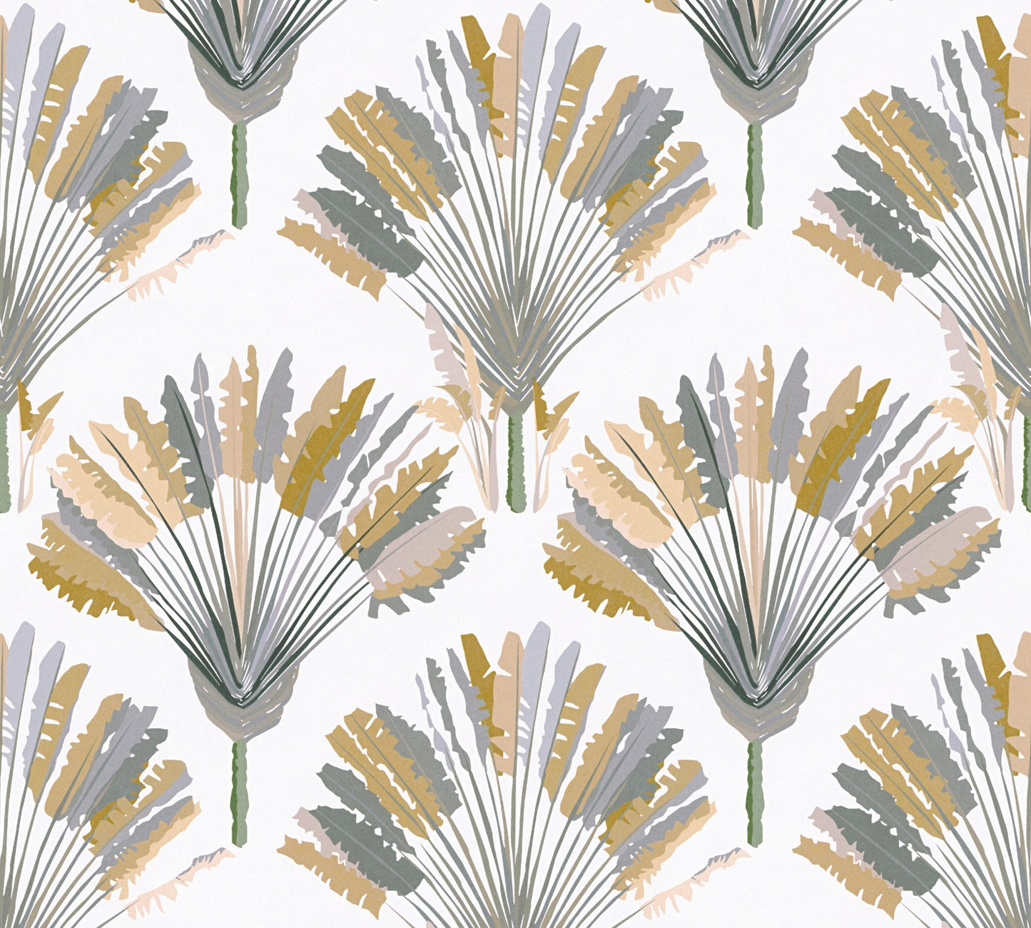 Architects Paper Jungle Chic Palmen Vliestapete Weiß Gelb Grau Braun 10,05 m x 0,53 m