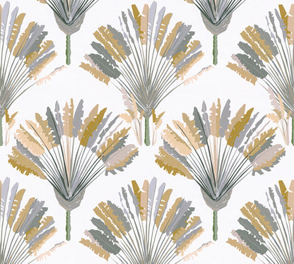 Architects Paper Jungle Chic Palmen Vliestapete Weiß Gelb Grau Braun 10,05 m x 0,53 m