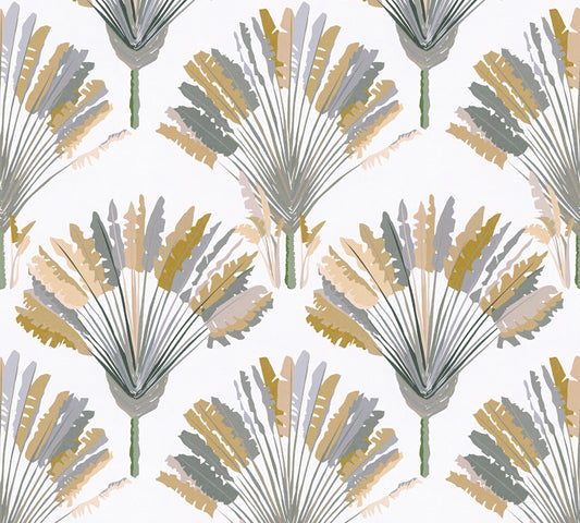 Architects Paper Jungle Chic Palmen Vliestapete Weiß Gelb Grau Braun 10,05 m x 0,53 m