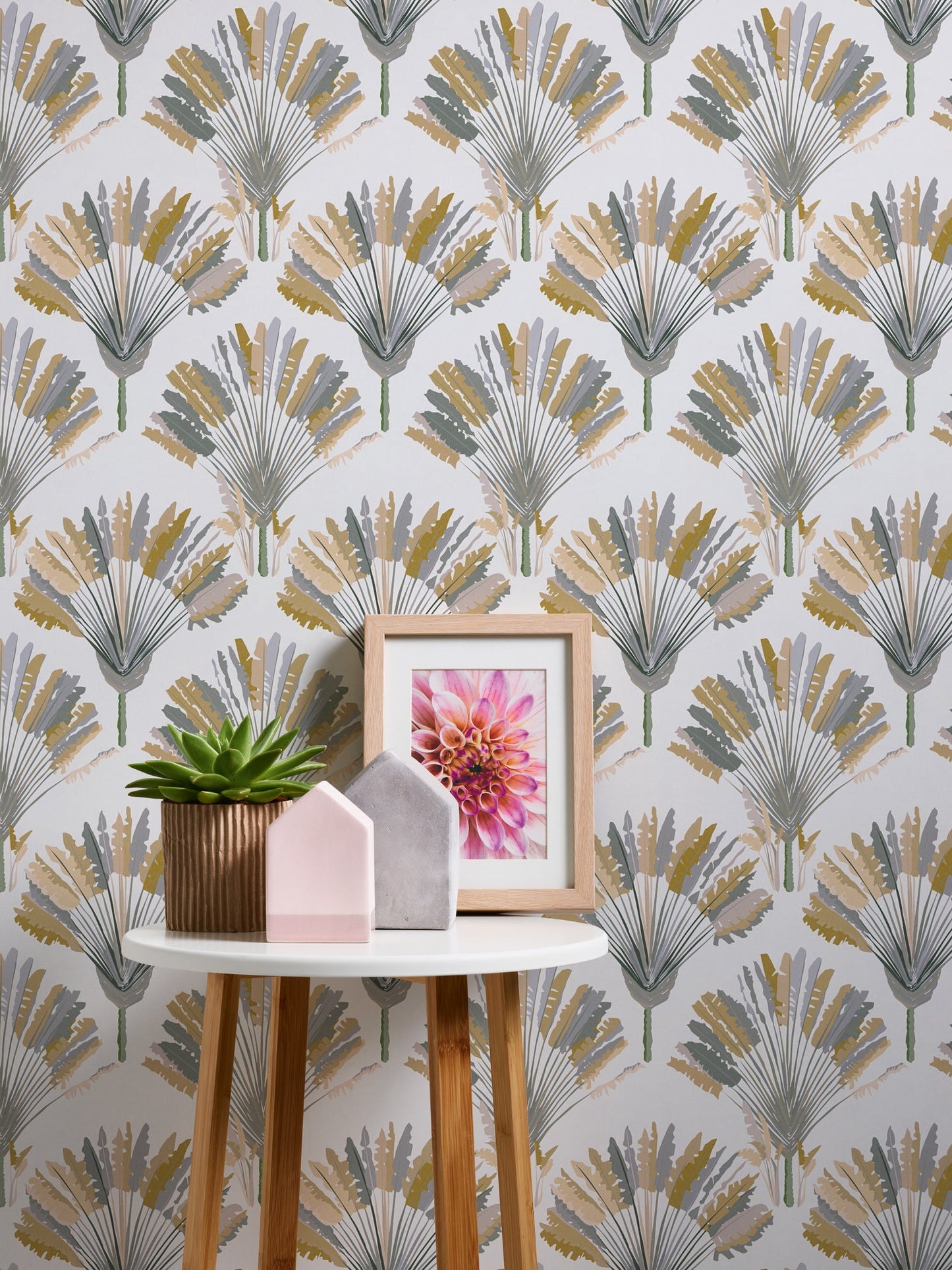 Architects Paper Jungle Chic Palmen Vliestapete Weiß Gelb Grau Braun 10,05 m x 0,53 m