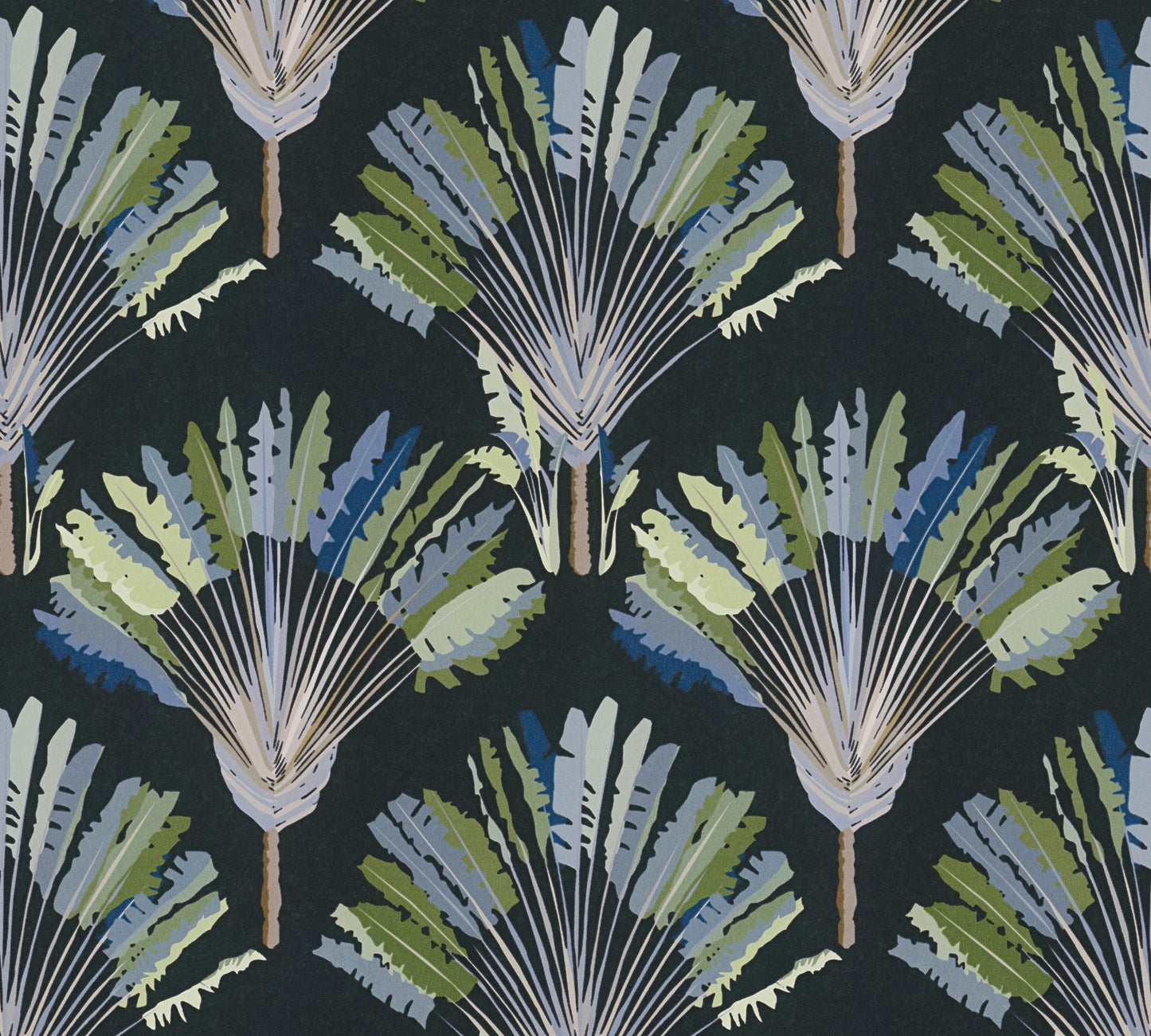 Architects Paper Jungle Chic Palmen Vliestapete Schwarz Grün Blau Grau 10,05 m x 0,53 m