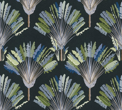 Architects Paper Jungle Chic Palmen Vliestapete Schwarz Grün Blau Grau 10,05 m x 0,53 m