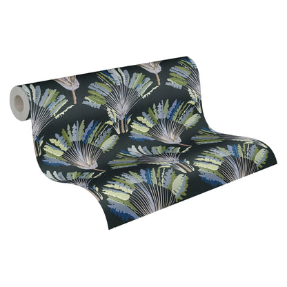 Architects Paper Jungle Chic Palmen Vliestapete Schwarz Grün Blau Grau 10,05 m x 0,53 m
