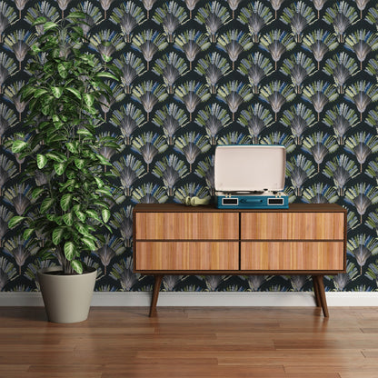 Architects Paper Jungle Chic Palmen Vliestapete Schwarz Grün Blau Grau 10,05 m x 0,53 m