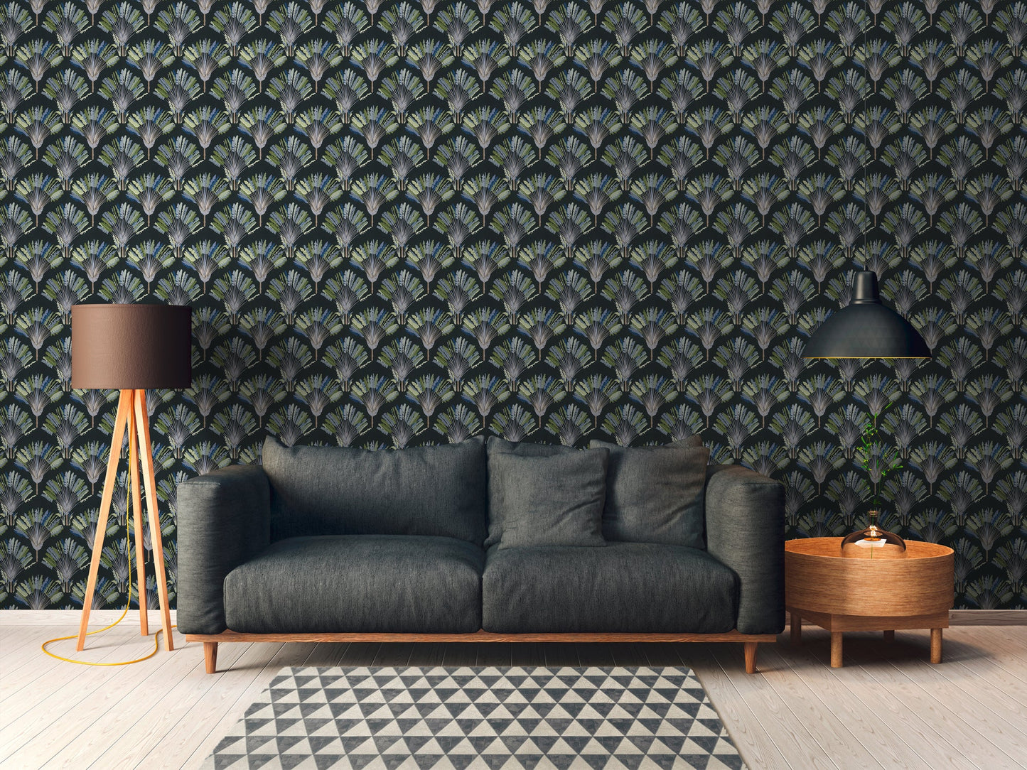 Architects Paper Jungle Chic Palmen Vliestapete Schwarz Grün Blau Grau 10,05 m x 0,53 m