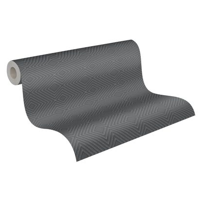 Attractive Geometrische Vliestapete Schwarz 10,05 m x 0,53 m
