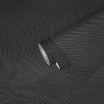 Attractive Geometrische Vliestapete Schwarz 10,05 m x 0,53 m