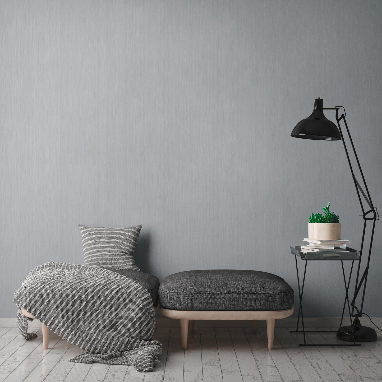 Attractive Vinyl-Vliestapete Blau Grau 10,05 m x 0,53 m