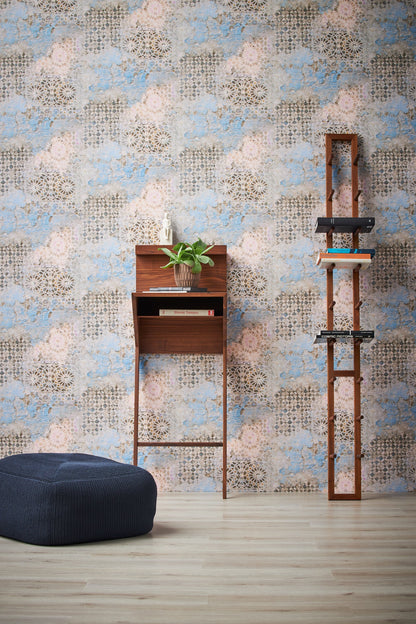 Livingwalls Antonio Barcelona Vinyl-Vliestapete Beige Blau Grau 10,05 m x 0,53 m