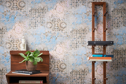 Livingwalls Antonio Barcelona Vinyl-Vliestapete Beige Blau Grau 10,05 m x 0,53 m