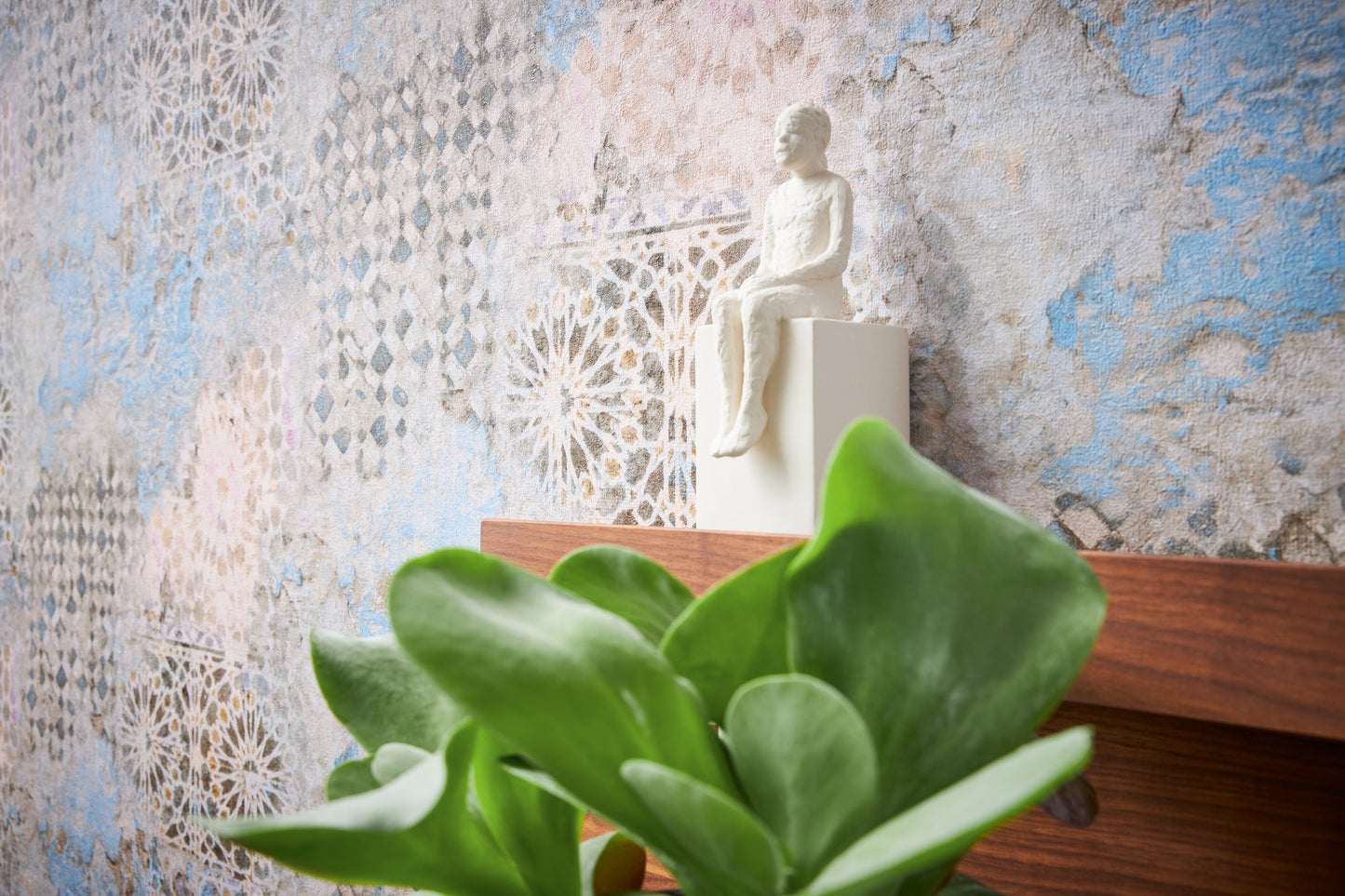 Livingwalls Antonio Barcelona Vinyl-Vliestapete Beige Blau Grau 10,05 m x 0,53 m
