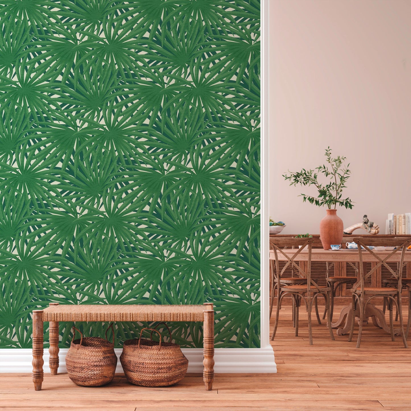 Livingwalls Said Marrakesch Vinyl-Vliestapete Grün Weiß 10,05 m x 0,53 m