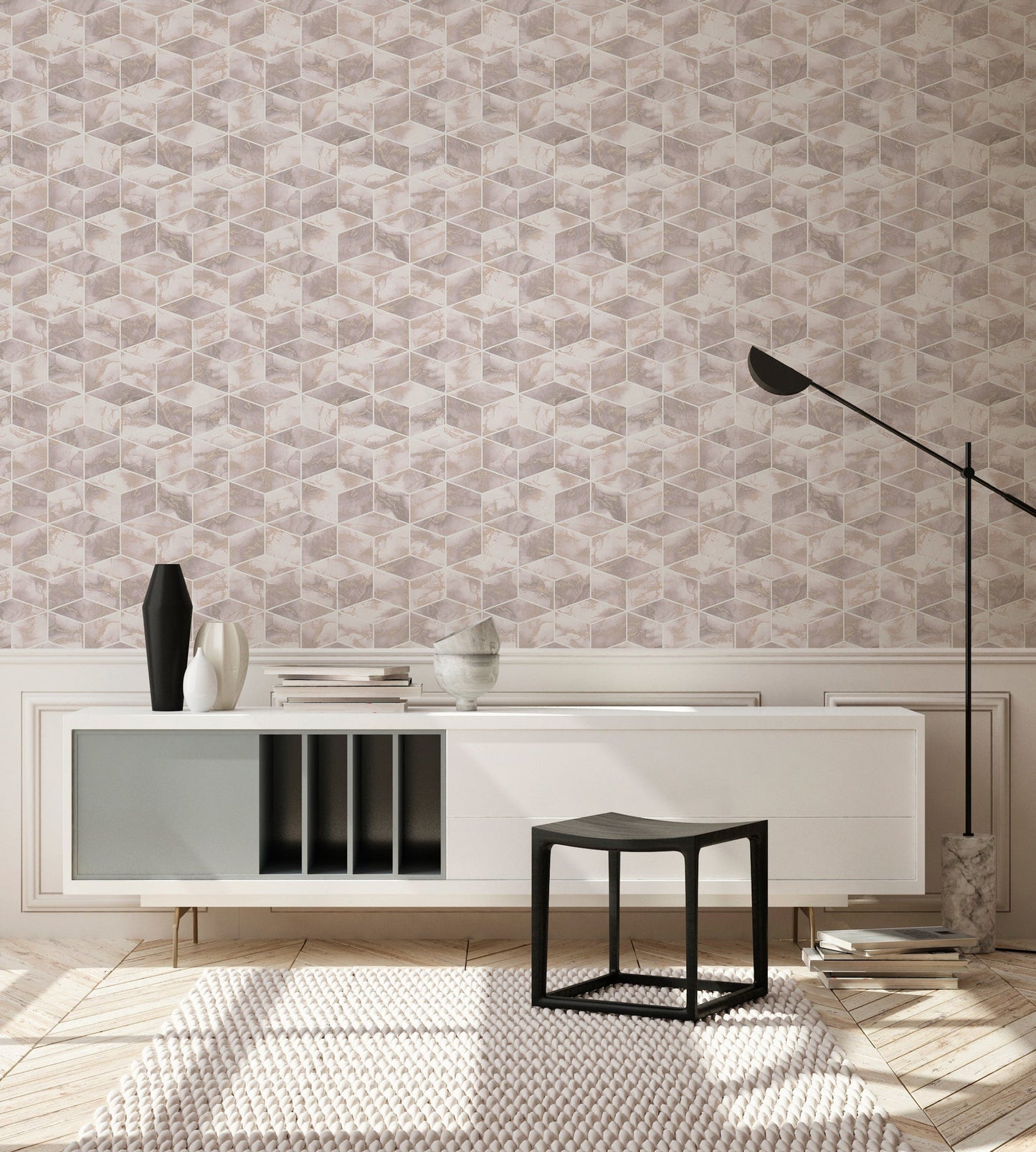Livingwalls Alena St. Petersburg Vinyl-Vliestapete Rosa Gold Weiß 10,05 m x 0,53 m