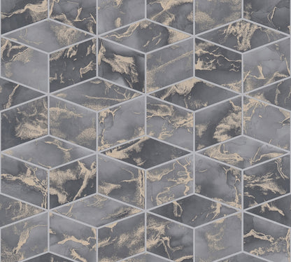 Livingwalls Alena St. Petersburg Vinyl-Vliestapete Grau Gold Schwarz 10,05 m x 0,53 m