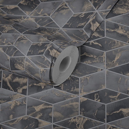 Livingwalls Alena St. Petersburg Vinyl-Vliestapete Grau Gold Schwarz 10,05 m x 0,53 m