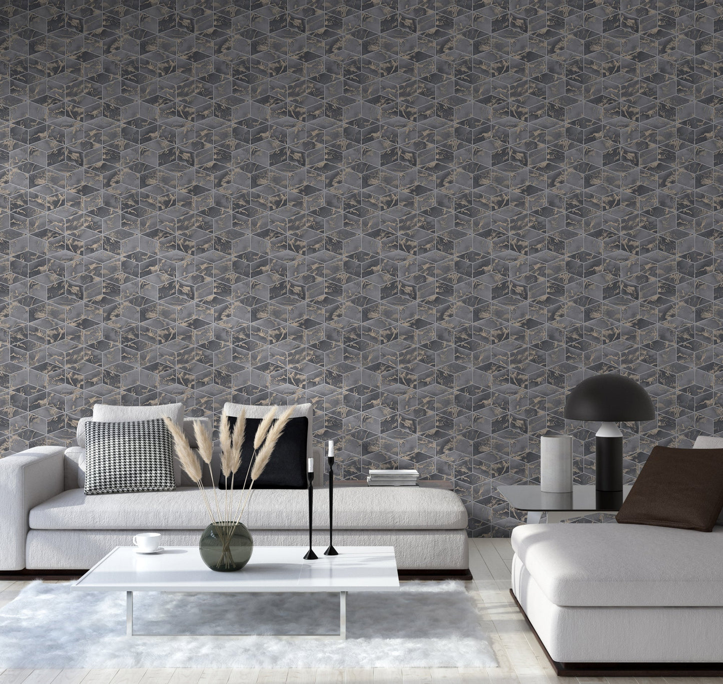 Livingwalls Alena St. Petersburg Vinyl-Vliestapete Grau Gold Schwarz 10,05 m x 0,53 m